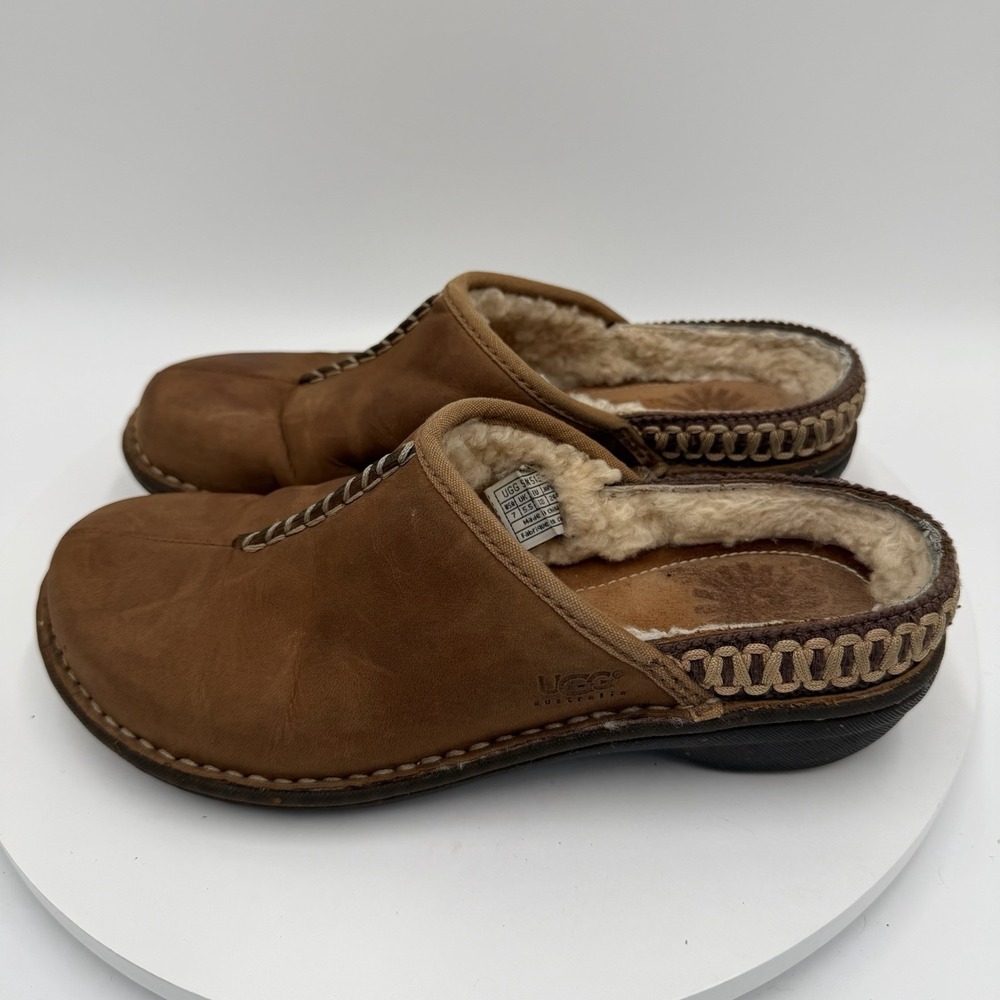 Ugg Australia Womens Kohala‎ Mule Clogs Brown Suede Shearling Lined Slip On Sz 7